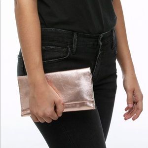 Able Leather Debre Rose Gold Tri-Fold Wallet